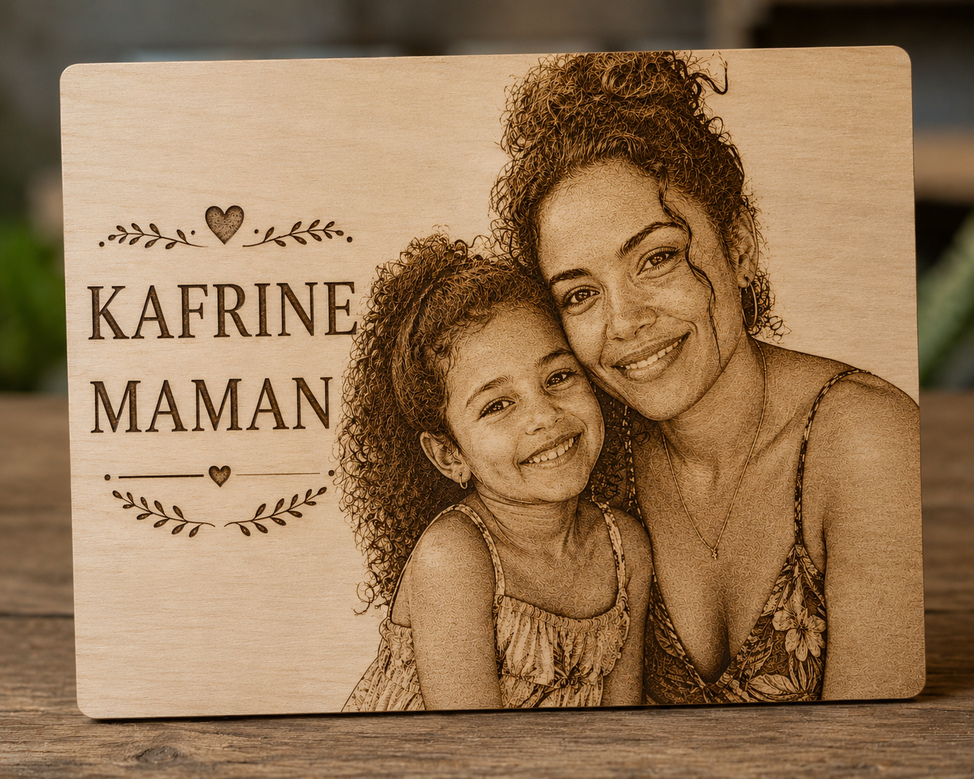 Plaque Photo Gravée sur Bois