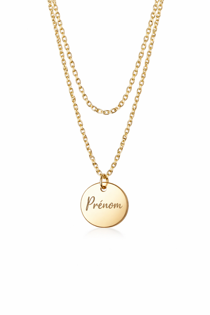Chaîne double acier inoxydable - Médaillon personnalisé